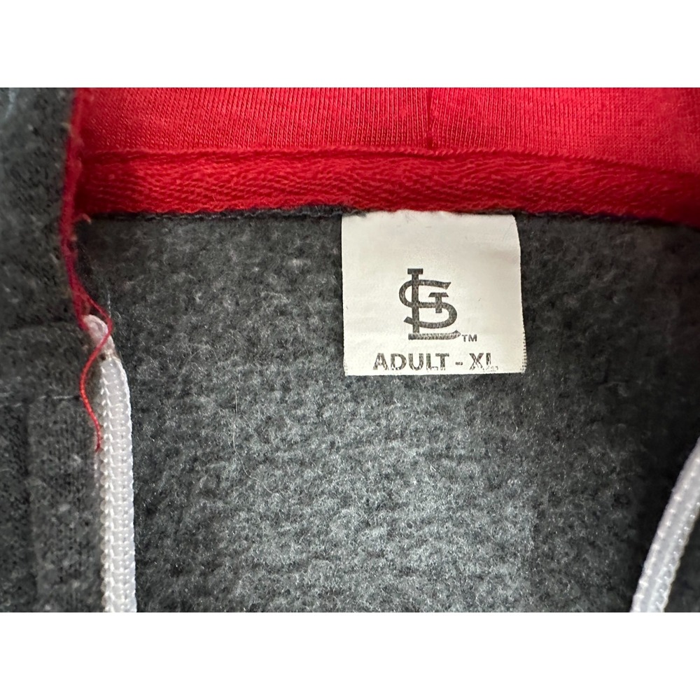 St. Louis Cardinals Full Zip Hoodie Men's XL Gray Red Logo Baseball Sweatshirt - Picture 3 of 10